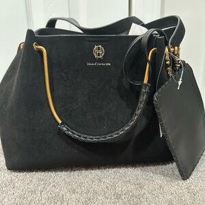 House of Harlow 1960 Luxe Satchel, Black, Suede